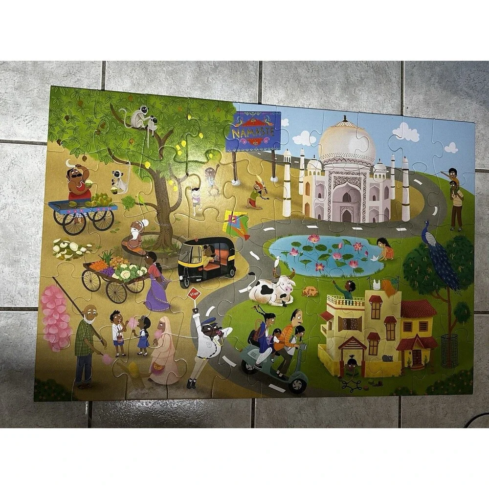 Kulture Khazana Namaste India Floor Puzzle 51 pc 3x2 ft Taj Mahal India Kids